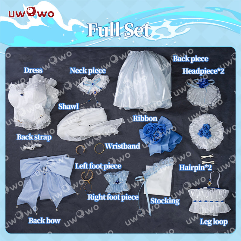 【Pre-sale】Uwowo Genshin Impact Fanart Furina Focalors White Angel Lolita Dress Cosplay Costume