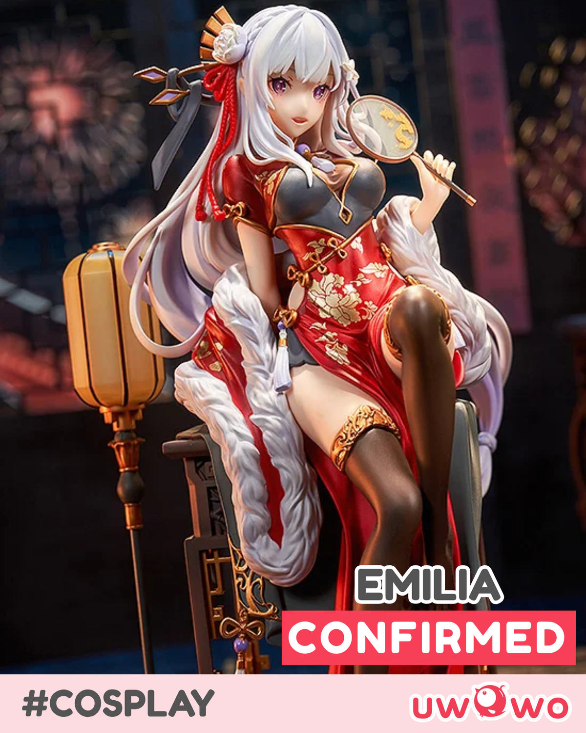 CONFIRMED Uwowo Anime Zero Emilia: Graceful Beauty New Year ver. Chinese Qipao Cosplay Costume