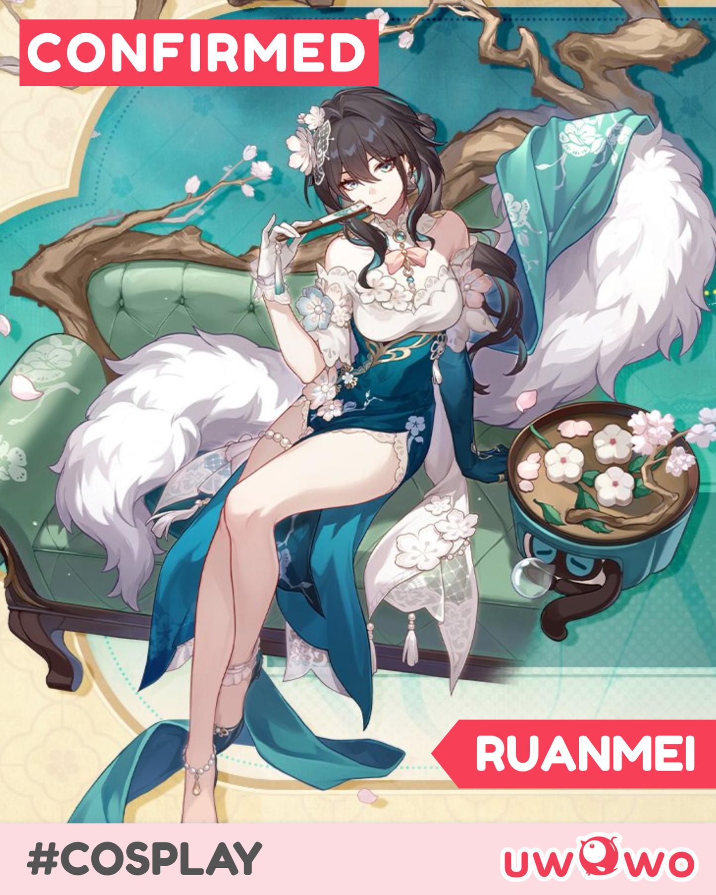 CONFIRMED Uwowo Honkai Star Rail Ruan Mei RuanMei Plumblossom Letter Qipao New Skin Cosplay Costume