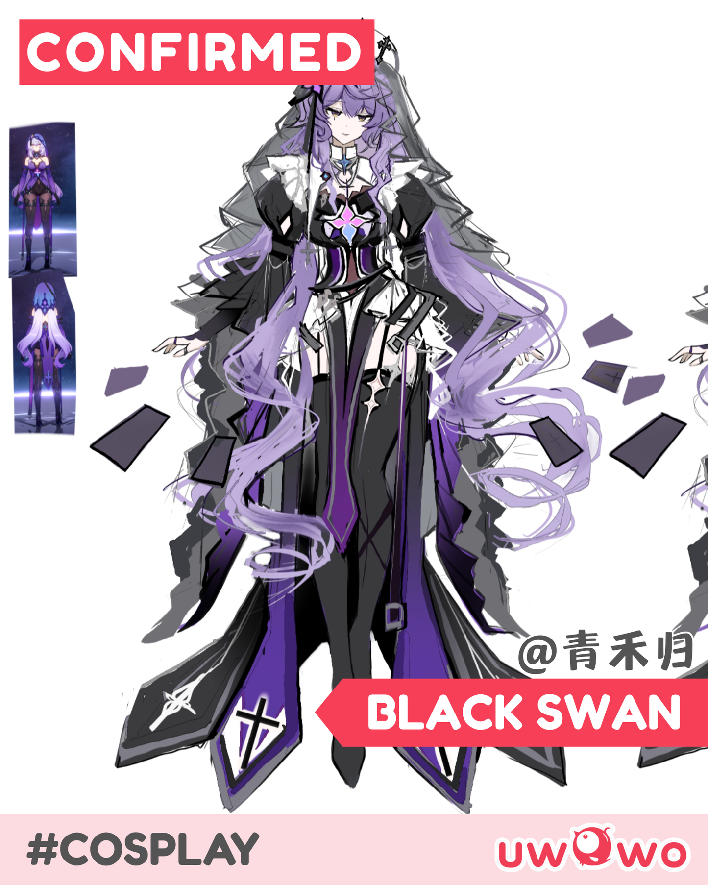 Uwowo Game Honkai Star Rail Fanart Black Swan Nun Cosplay Costume