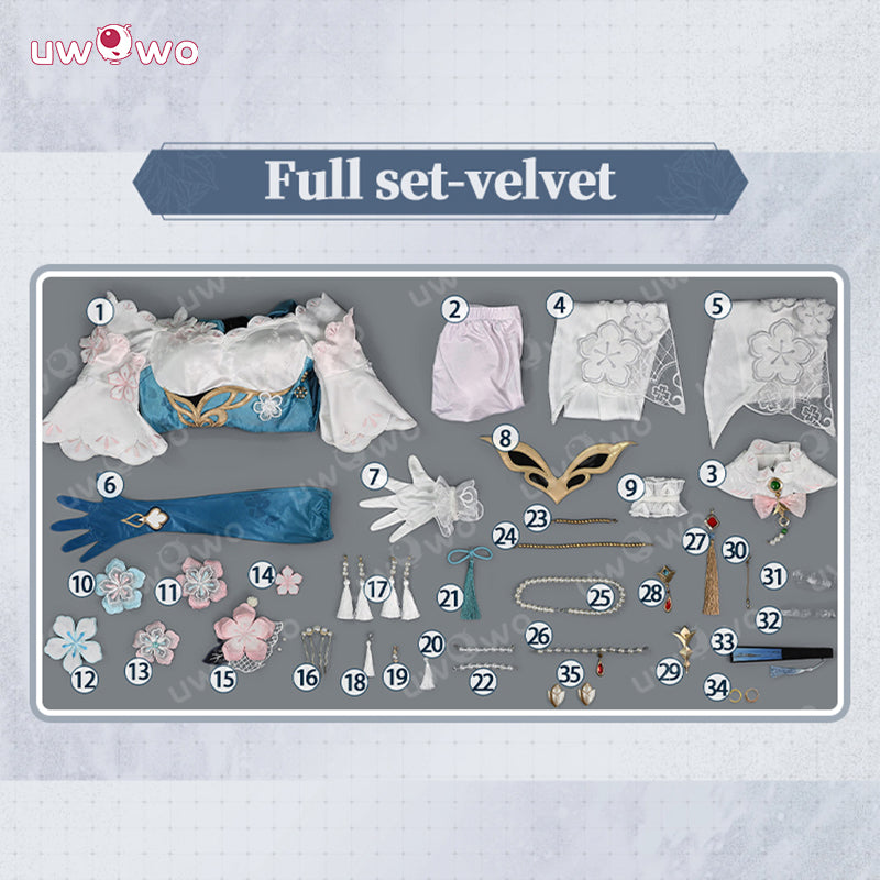 Uwowo Collab Series: Deluxe Ruan Mei Honkai Star Rail Plumblossom Letter Qipao Cosplay Costume S-2XL