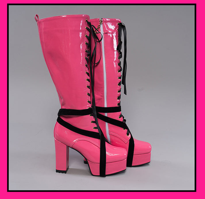 Uwowo Monster High Cosplay Shoes Draculaura Shoes Pink Boots – Uwowo ...