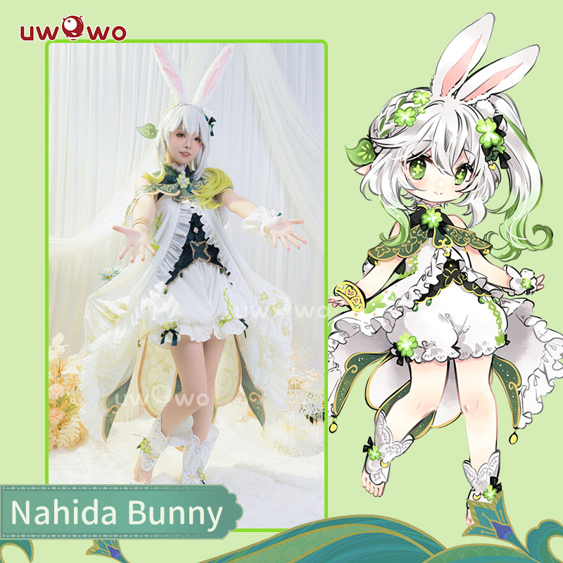 【Pre-sale】Exclusive authorization Uwowo Genshin Impact Fanart: Nahida Bunny Kusanali Sumeru Dendro Archon Cute Cosplay Costumes - Uwowo Cosplay