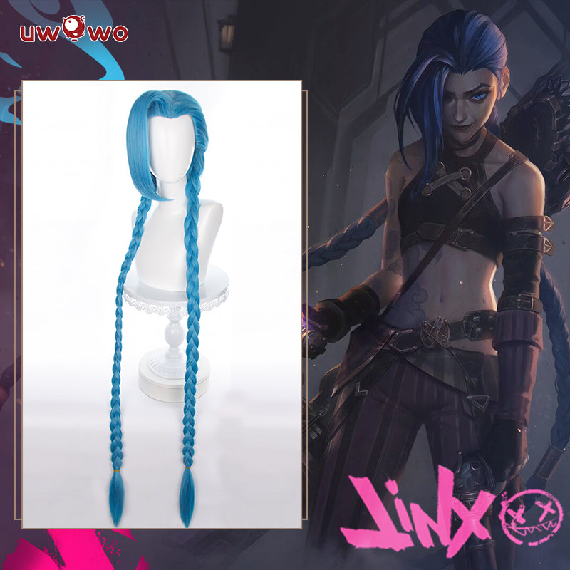 【Pre-sale】Uwowo Game League of Legends LOL Arcane Jinx Cosplay Wig Jinx wig Long Blue Hair - Uwowo Cosplay