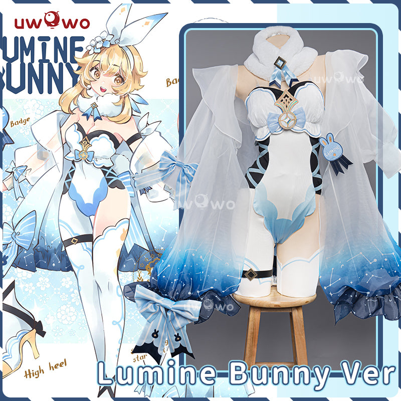 Exclusive authorization Uwowo Genshin Impact Fanart: Lumine Bunny Suit Canon Outfit Cosplay Traveler Costume - Uwowo Cosplay