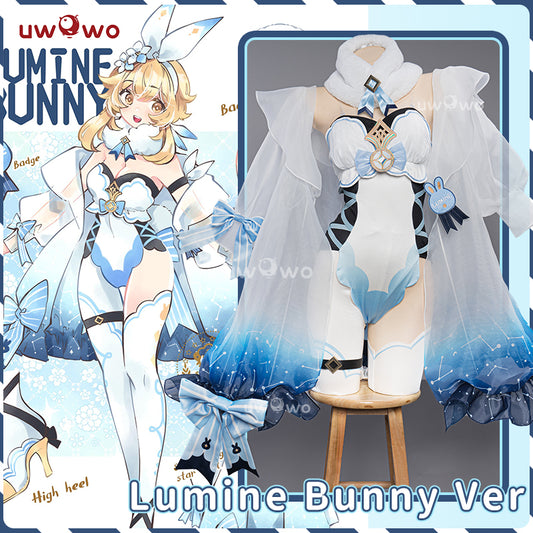 【In Stock】Exclusive Uwowo Genshin Impact Fanart: Lumine Bunny Suit Canon Outfit Cosplay Traveler Costume - Uwowo Cosplay
