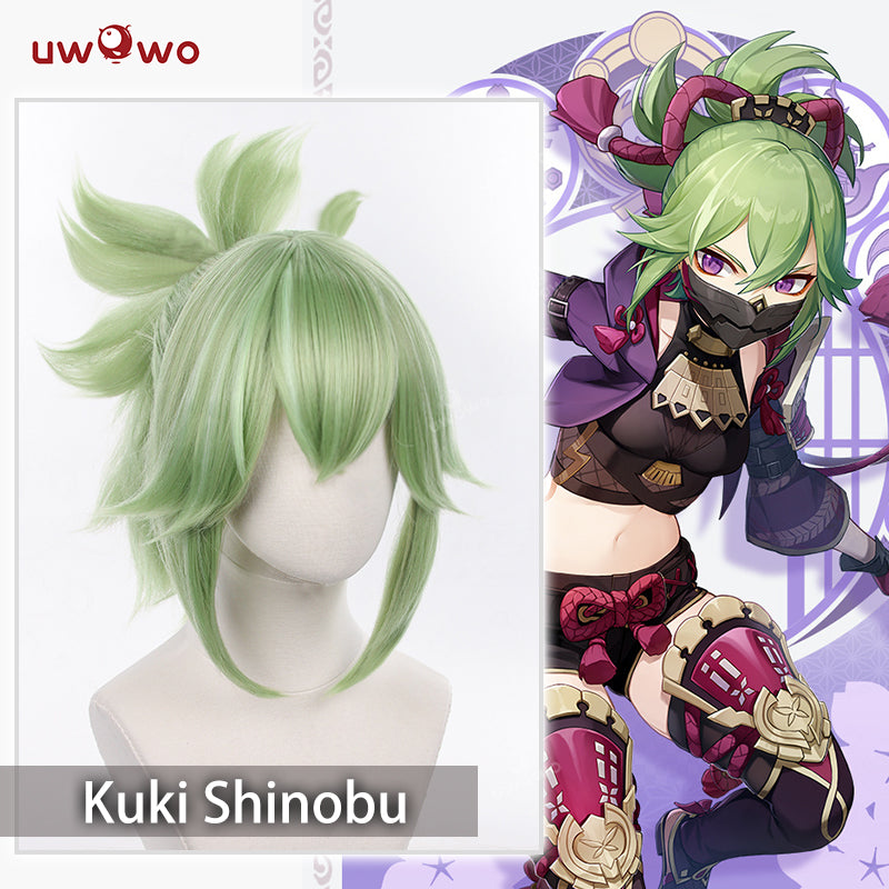 Uwowo Genshin Impact Cosplay Kuki Shinobu Cosplay Wig Short Light Green Kuki Shinobu Hair - Uwowo Cosplay