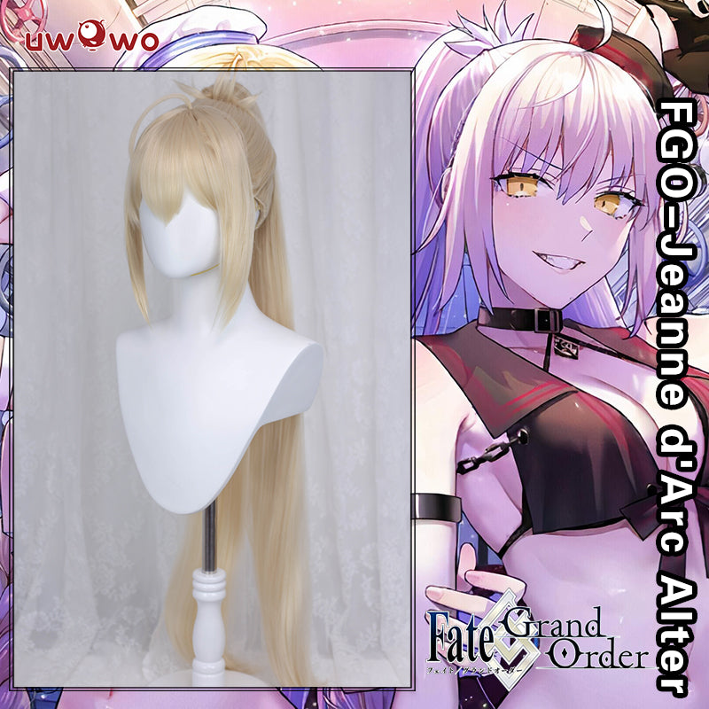 Game Fate Grand Order/FGO Imaginary Scramble Jeanne d'Arc (Alter) J'Alter 100CM Pale Gold Long Cosplay Wig - Uwowo Cosplay