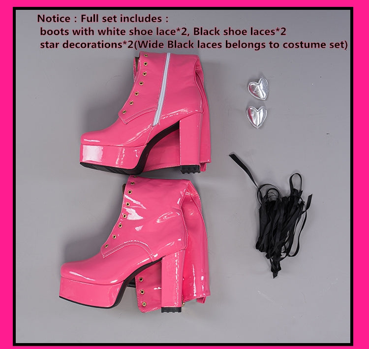 Uwowo Cosplay Shoes Draculaura Shoes Pink Boots