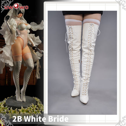 Uwowo Nier: Automata 2B White Wedding Dress Bride Cosplay Costume Shoes - Uwowo Cosplay