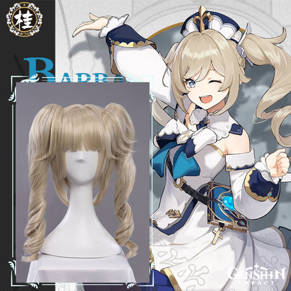 Uwowo Game Genshin Impact Barbara Shining Idol Cosplay Wig Deaconess 40cm Linen Twin tail Hair - Uwowo Cosplay