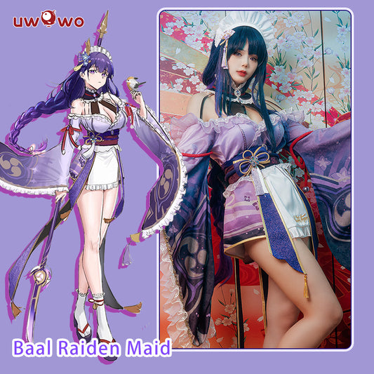 Exclusive Uwowo Genshin Impact Fanart Baal Raiden Shogun Maid Dress Cosplay Costume - Uwowo Cosplay