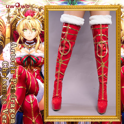 Exclusive Authorization Uwowo X Sakiyamama FGO Fanart Artoria Pendragon Christmas Ver. Cosplay Shoes - Uwowo Cosplay