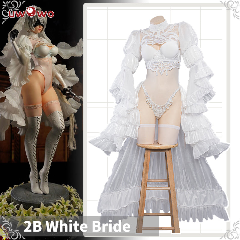 Uwowo Nier: Automata 2B White Wedding Dress Bride Cosplay Costume