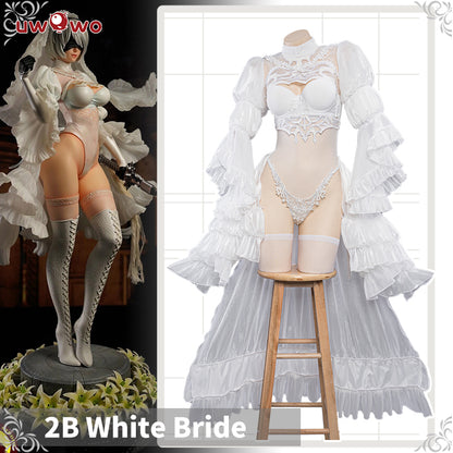 【In Stock】Uwowo Nier: Automata 2B White Wedding Dress Bride Cosplay Costume - Uwowo Cosplay