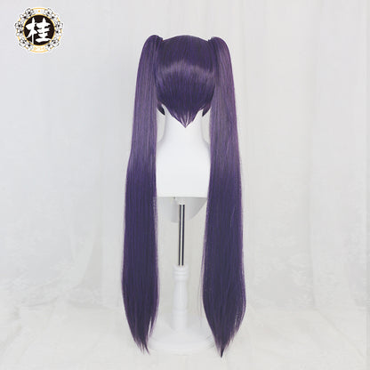 【Pre-sale】Uwowo Game Genshin Impact Mona Megistus Cosplay Wig Astral Reflection 90cm Purple Twin Tail Wig - Uwowo Cosplay