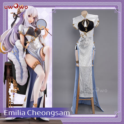 【In Stock】Uwowo Re:Zero Emilia: Graceful Beauty Figure Ver. Cheongsam Chinese Dress Cosplay Costume