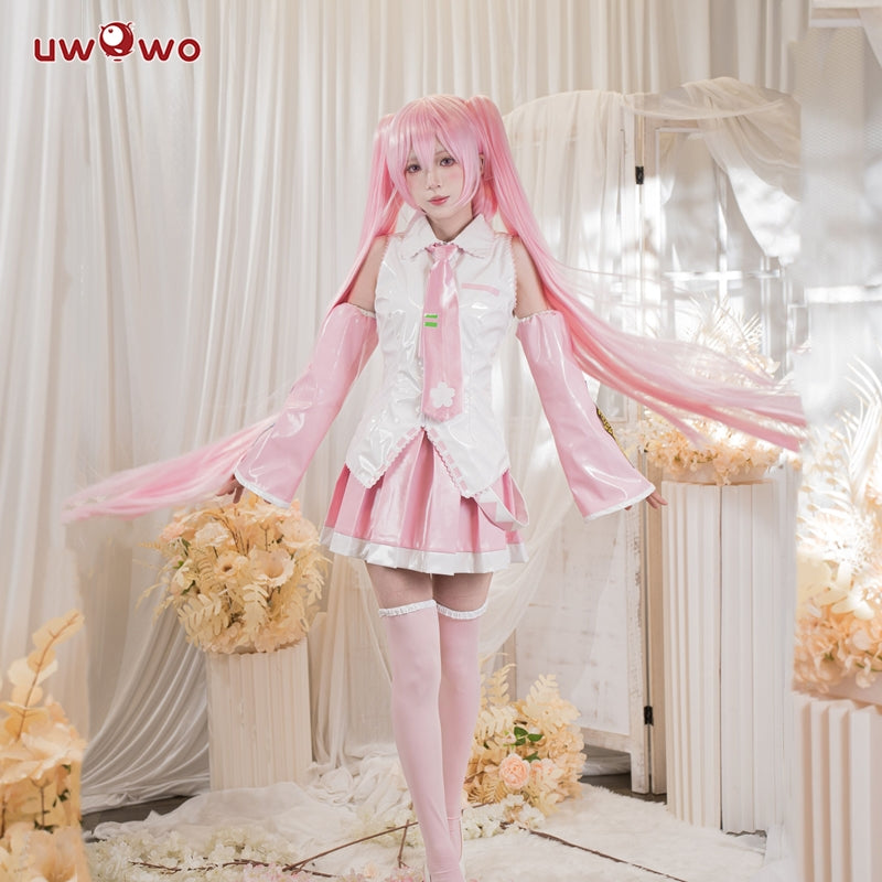 【In Stock】Uwowo Vocaloid Sakura Hatsune Miku Classic Pink Dress Cosplay Costume