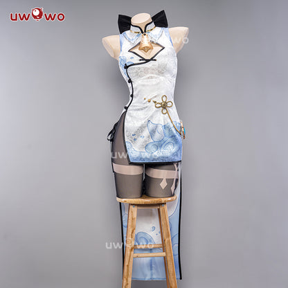 INSTOCK Uwowo Genshin Impact Fanart: Ganyu Qipao Chinese Dress Cosplay Costumes S-3XL