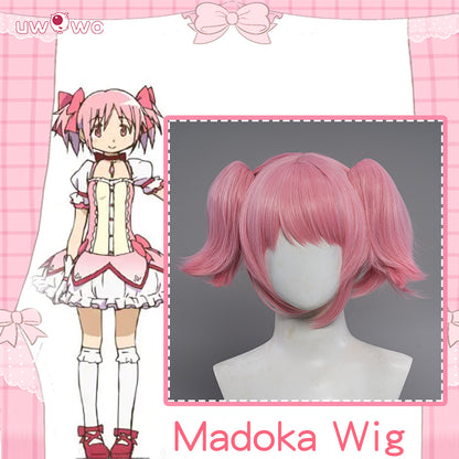 Uwowo Anime Puella Magi Madoka Magica Cosplay  Wig Kaname Madoka Wig Short Pink Hair