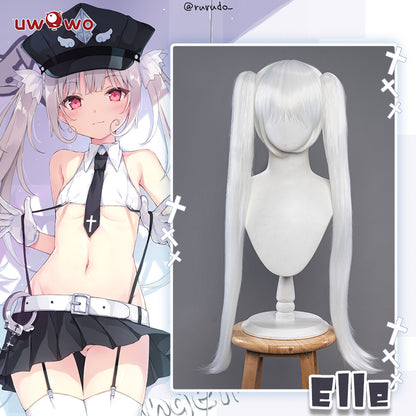 Uwowo Rurudo Action Figure Style Elle Angel Police Cosplay Wig White 30CM+85CM Ponytail - Uwowo Cosplay