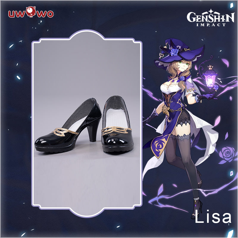 Uwowo Game Genshin Impact Cosplay Lisa Witch of Purple Rose The Librarian Cosplay Shoes - Uwowo Cosplay