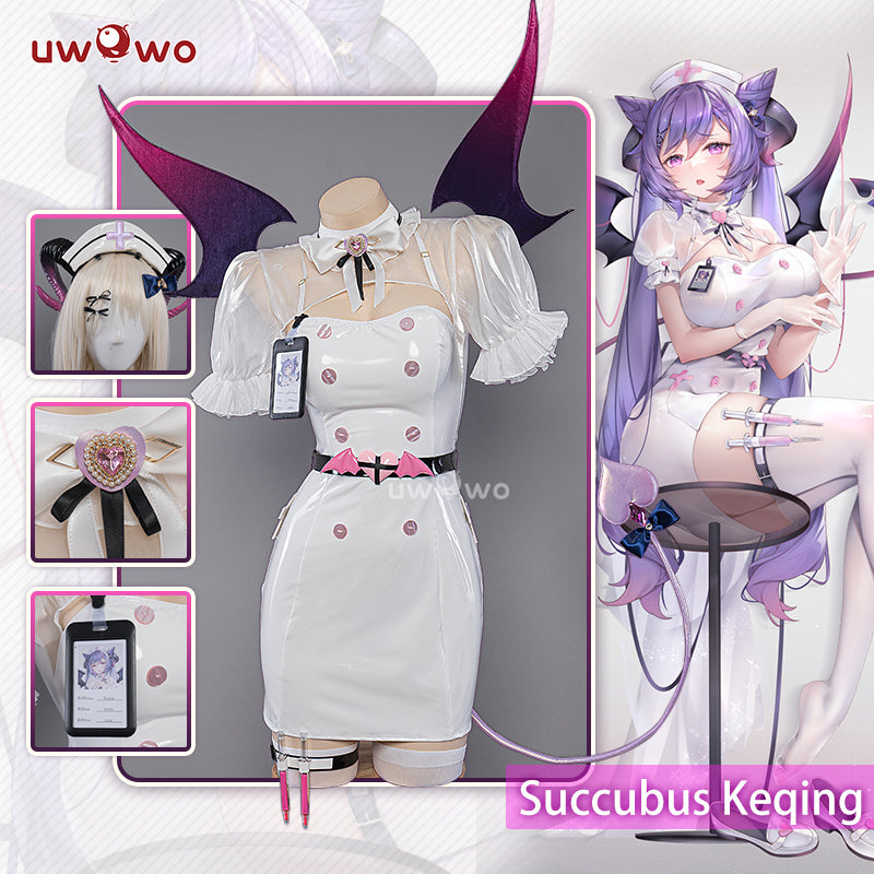 【In Stock】Uwowo Genshin Impact Fanart: Nurse Keqing Devil Cute Sexy Cosplay Costumes - Uwowo Cosplay