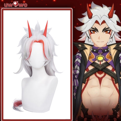 【Pre-sale】Uwowo Game Genshin Impact Wig Arataki Itto Cosplay Wig With Horns - Uwowo Cosplay