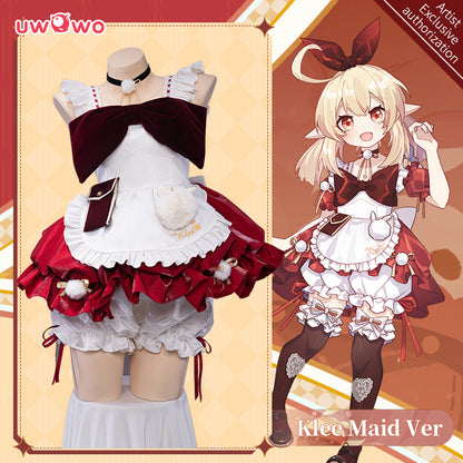 Exclusive authorization Uwowo Game Genshin Impact Fanart Maid Ver Klee Maid Cosplay Costume - Uwowo Cosplay