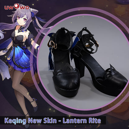 Uwowo Game Genshin Impact Keqing Latern Rite New Outfit Formal Wear Cosplay Costume Shoes - Uwowo Cosplay