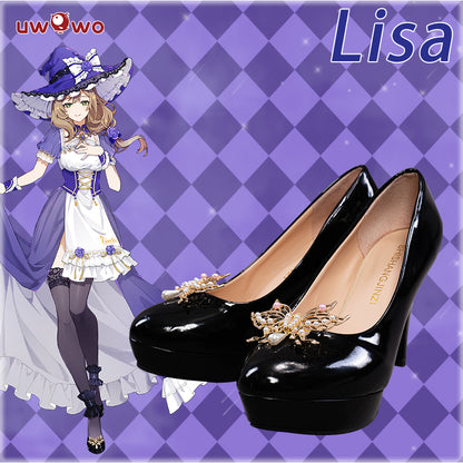 Exclusive Uwowo Genshin Impact Fanart Lisa Maid Ver Cosplay Costume Shoes ( Shoes Decoration in Costume Set) - Uwowo Cosplay