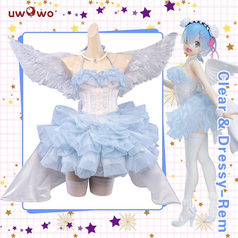 Uwowo Re:Zero Starting Life in Another World Clear & Dressy-Rem Cosplay Costume Cute Angel Cosplay Dress - Uwowo Cosplay