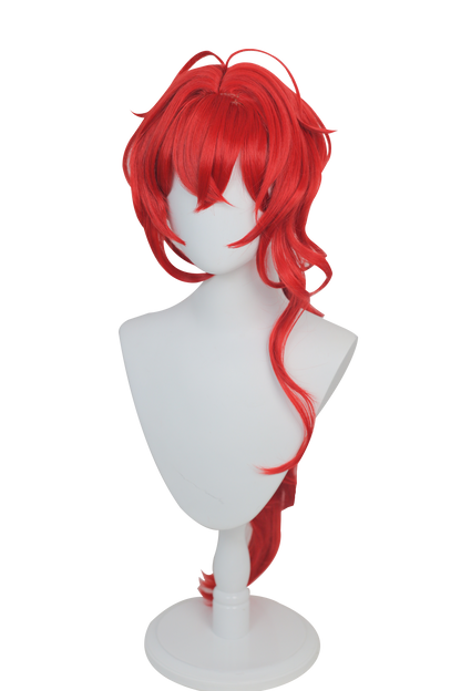 Uwowo Game Genshin Impact Diluc The Dark Side of Dawn Cosplay Wig 80cm Red Long Hair - Uwowo Cosplay