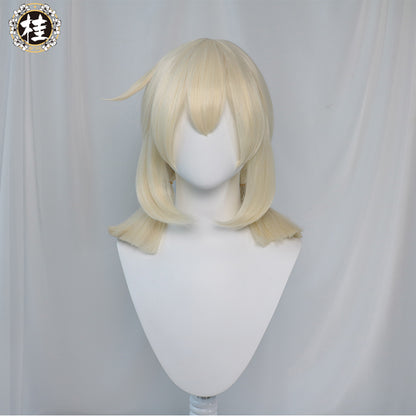 Uwowo Game Genshin Impact Klee Fleeing Sunlight Cosplay Wig Spark Knight Red Burny Girl 40cm Cream gold Twin tail Hair - Uwowo Cosplay