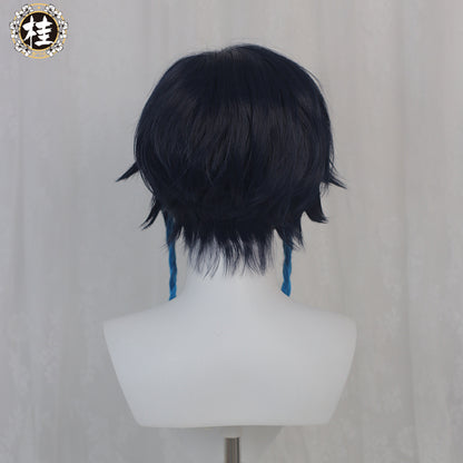 Uwowo Game Genshin Impact Venti Windborne Bard Cosplay Wig Tone-Deaf Bard 50cm Dark blue light blue Gradient Short Hair - Uwowo Cosplay
