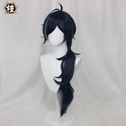 UWOWO Game Genshin Impact Kaeya Cosplay Wig 80cm Dark Blue Highlights Long Hair Heat Resistant Cosplay Wig - Uwowo Cosplay