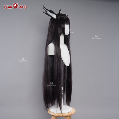 【Pre-sale】Uwowo Game Azur Lane IJN Musashi Kimono Fox Cosplay Wig With Ears Dark Purple Hair - Uwowo Cosplay
