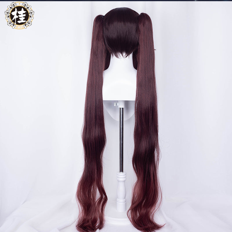 【Pre-sale】Uwowo Genshin Impact Cosplay Hu Tao Cosplay Wig 115cm Brown Claw Clip Ponytail Hutao Hair - Uwowo Cosplay