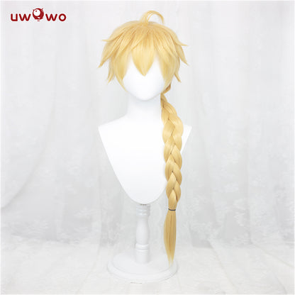 Uwowo Genshin Impact Male Traveler Cosplay Wig 90cm Gold Braided Hair Aether/Sora/Gong/空 - Uwowo Cosplay