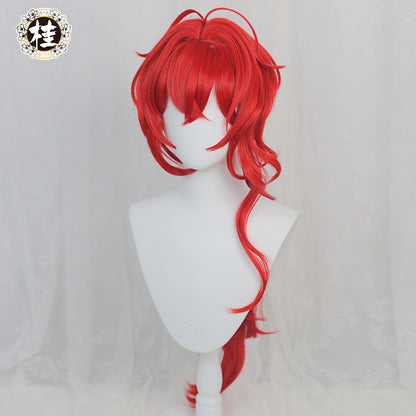 Uwowo Game Genshin Impact Diluc The Dark Side of Dawn Cosplay Wig 80cm Red Long Hair - Uwowo Cosplay