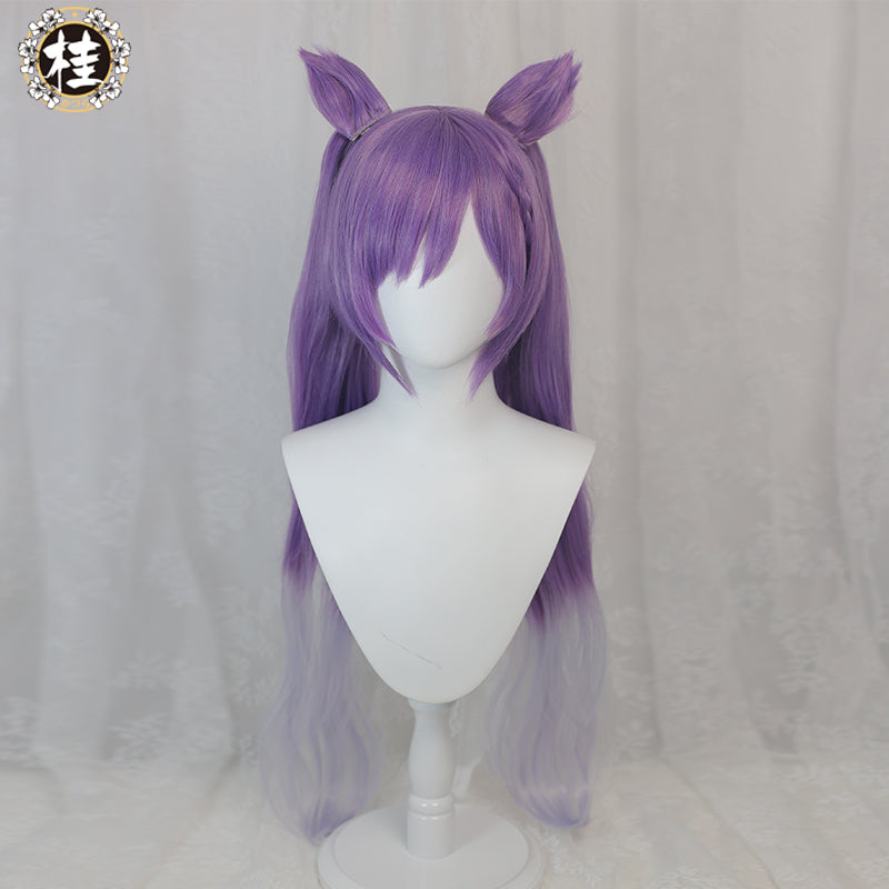 Uwowo Game Genshin Impact Keqing Driving Thunder Cosplay Wig Yuheng of the Liyue Qixing 80cm Purple Gray Gradient Twin tail Hair - Uwowo Cosplay