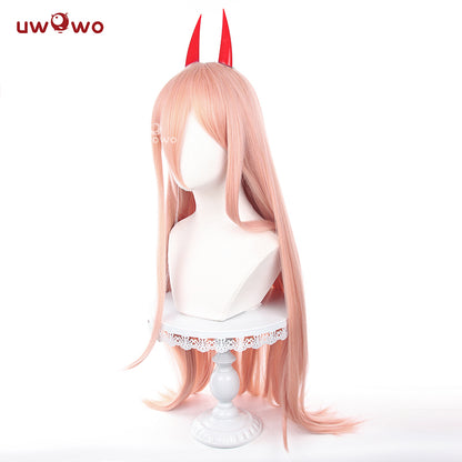 【Pre-sale】Uwowo Anime Chainsaw Man Wig Power Cosplay Wig Light Orange Long Hair Power Wig With Horns - Uwowo Cosplay