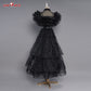 【Confirmed】Uwowo Wednesday Addams Rave‘N Dance Black Gothic Prom Dress Cosplay Costume - Uwowo Cosplay