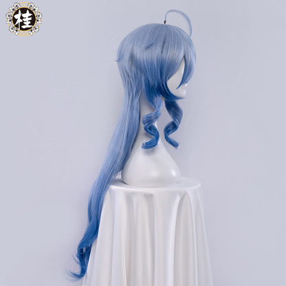 Uwowo Genshin Impact Cosplay Ganyu Plenilune Gaze Cosplay Wig 90cm Blue Wavy Hair - Uwowo Cosplay
