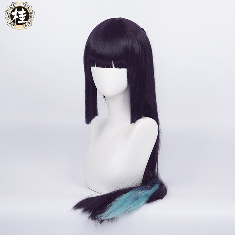 Uwowo Game Genshin Impact Liyue Geo Yunjin Cosplay Yun jin Wig 80cm Dark blue purple Hair - Uwowo Cosplay