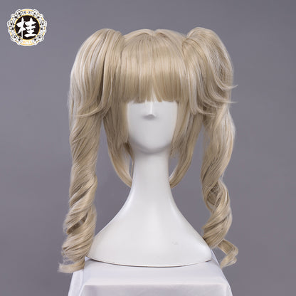 Uwowo Game Genshin Impact Barbara Shining Idol Cosplay Wig Deaconess 40cm Linen Twin tail Hair - Uwowo Cosplay