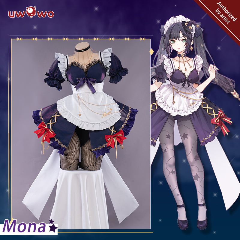 Exclusive Uwowo Game Genshin Impact Mona Maid Fanart Ver Cosplay Costume - Uwowo Cosplay