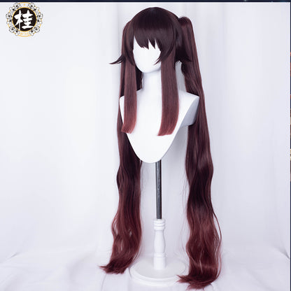 【Pre-sale】Uwowo Genshin Impact Cosplay Hu Tao Cosplay Wig 115cm Brown Claw Clip Ponytail Hutao Hair - Uwowo Cosplay