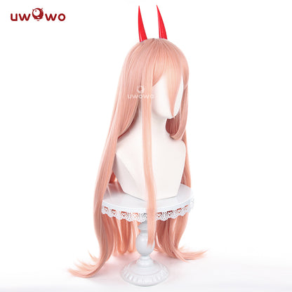 【Pre-sale】Uwowo Anime Chainsaw Man Wig Power Cosplay Wig Light Orange Long Hair Power Wig With Horns - Uwowo Cosplay