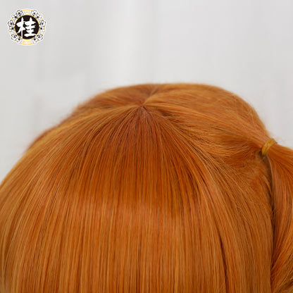 【Pre-sale】Uwowo Game Anime Character evangelionl Wig 60CM Orange Brown Long Double Ponytail Cosplay Asukaa Wig - Uwowo Cosplay